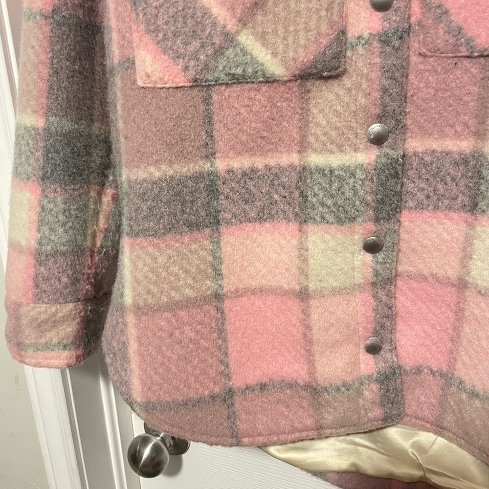 Blank NYC Plaid Sherpa Wool Coat Women's Small Fleece Jacket - Picture 10 of 14